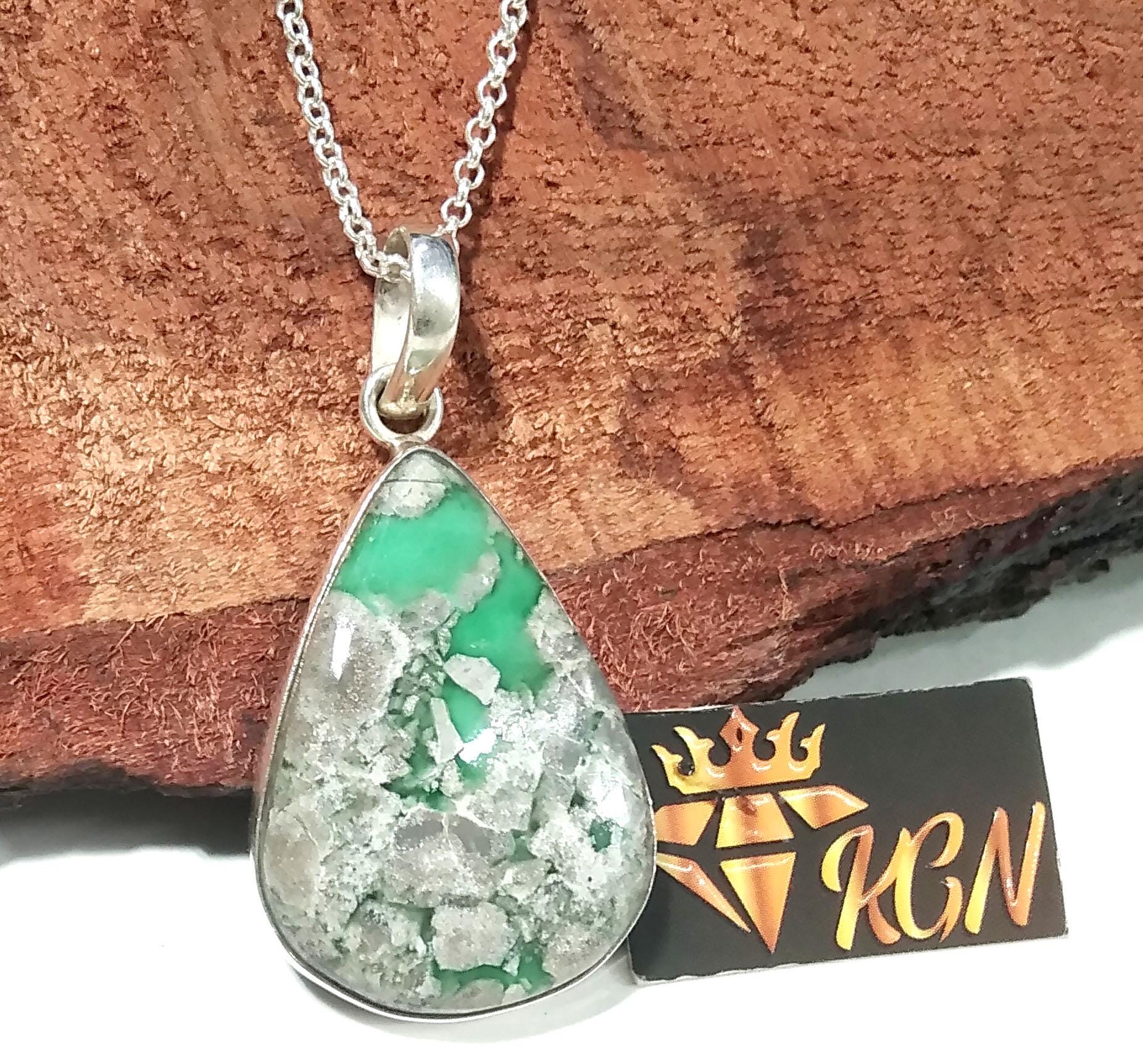 Variscite Stone Jewelry, 925 Sterling Silver Pendant Chain Necklace, Beautiful Design Nice Color Variscite Stone Pendant, Gift For Her